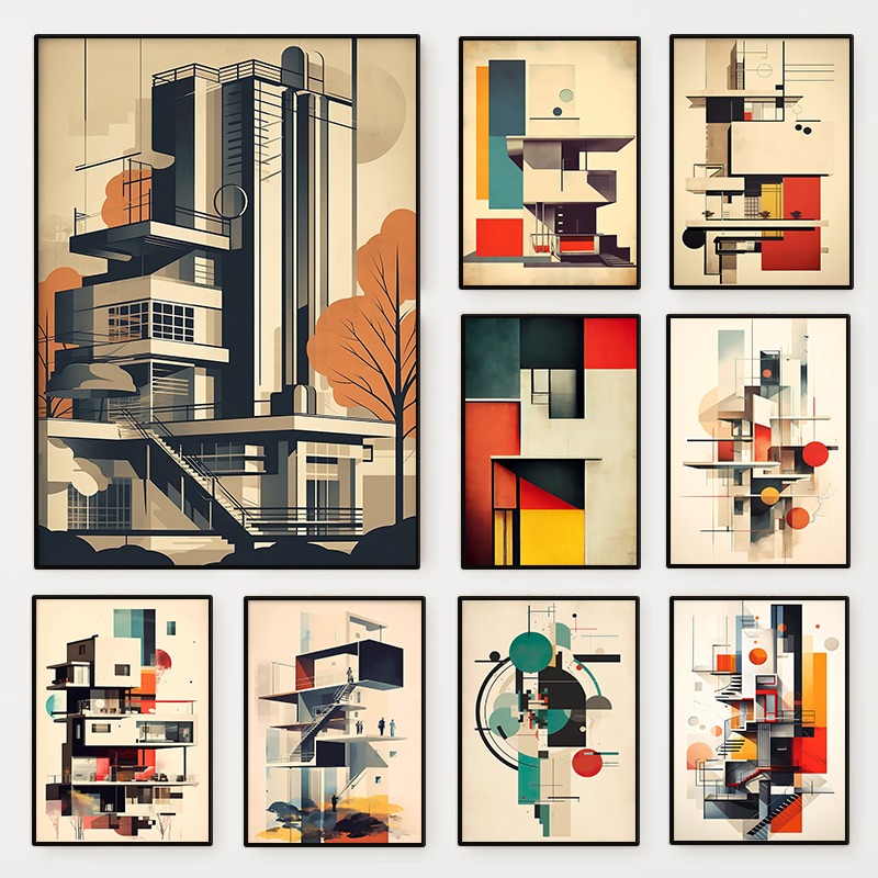 Photography Geometry - 빈티지 미니멀리스트 바우하우스 건축 스케치 포스터