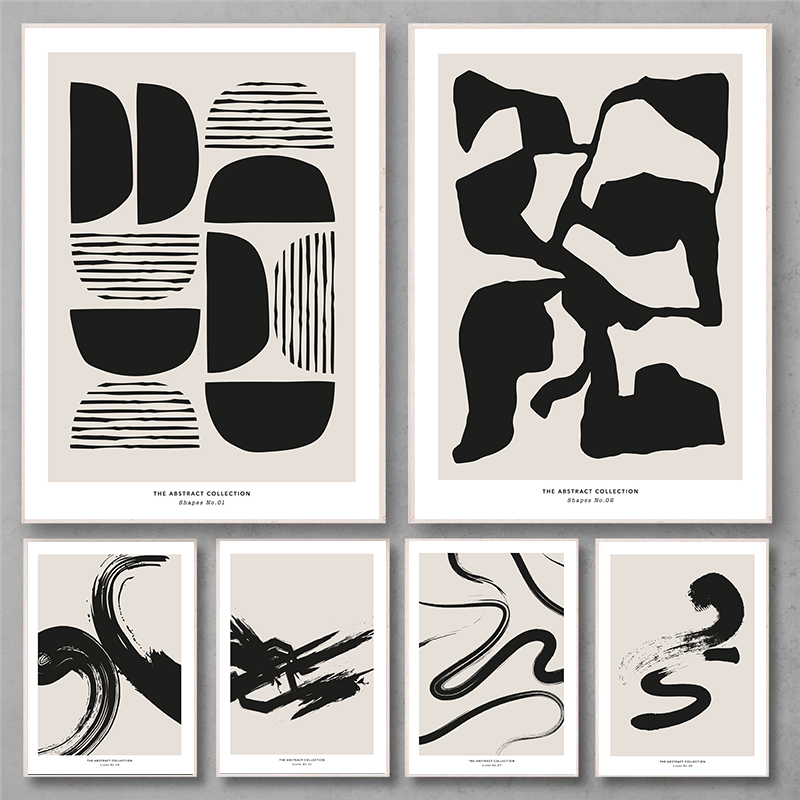 미니멀리스트 페인트 스트로크 추상 벽 예술 프린트 블랙 - Photography Geometry 리뷰 및 가격